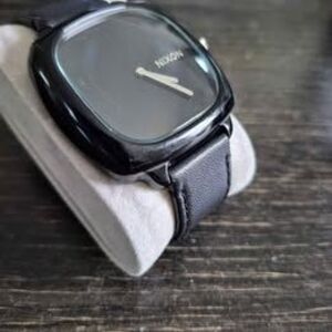 Nixon Watch 'Hot Stepper - The Shutter' Black Leather Band